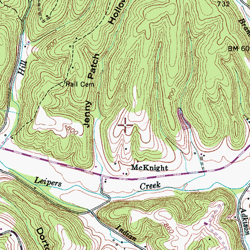 Topographic Map of McKnight Cemetery, TN