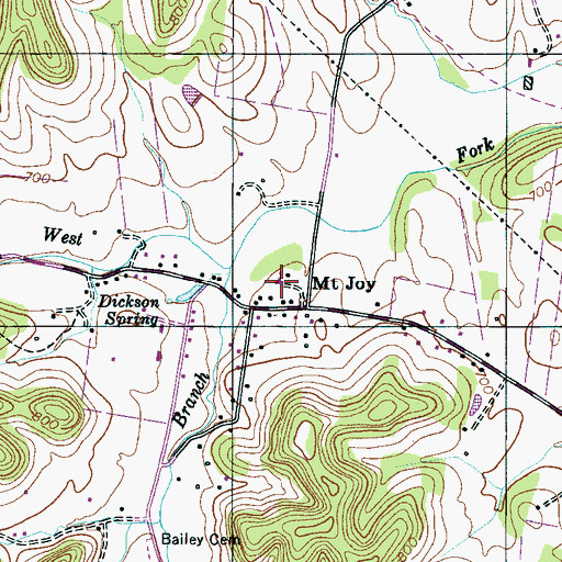 Topographic Map of Mount Joy Cumberland Presbyterian Church, TN