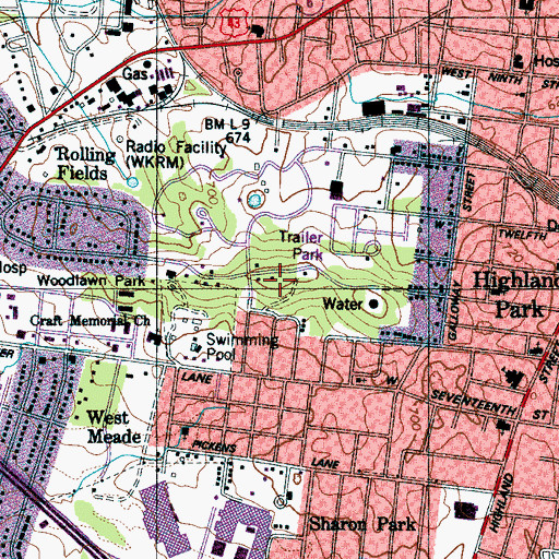 Topographic Map of Rainey Hill, TN