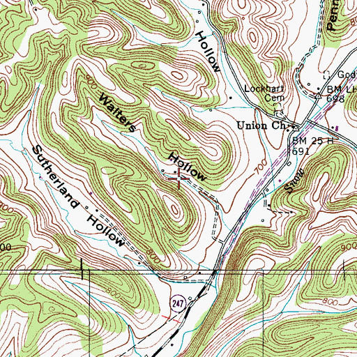 Topographic Map of Tate Cemetery, TN