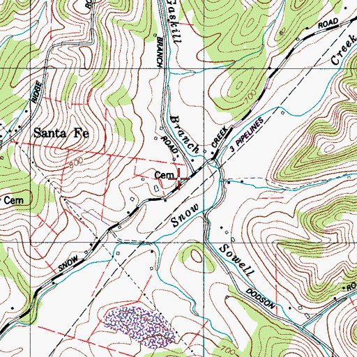 Topographic Map of Witherspoon Cemetery, TN
