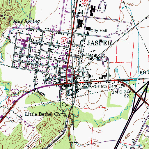 Topographic Map of Sam Houston Academy (historical), TN