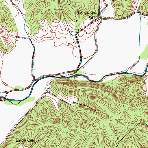 Topographic Map of Beckham Hollow Branch, TN