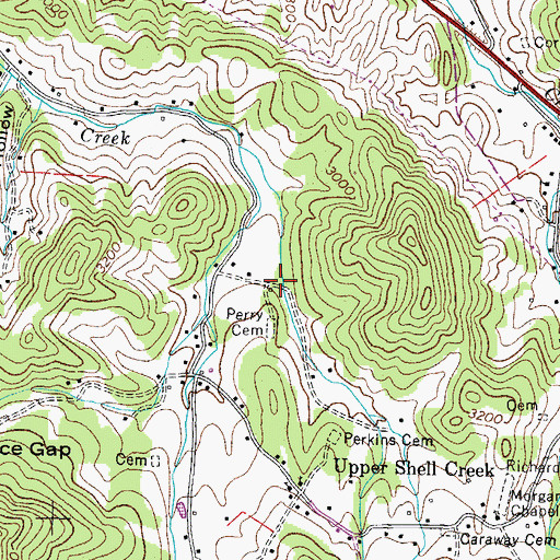 Topographic Map of Perkins Hollow, TN