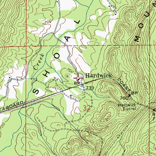 Topographic Map of Hardwick, AL