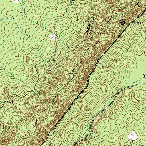 Topographic Map of Starr Mountain Trail, TN