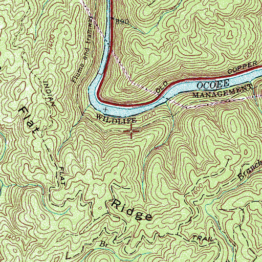 Topographic Map of Ocoee Flume, TN