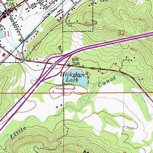 Topographic Map of Hickman Lake, AL