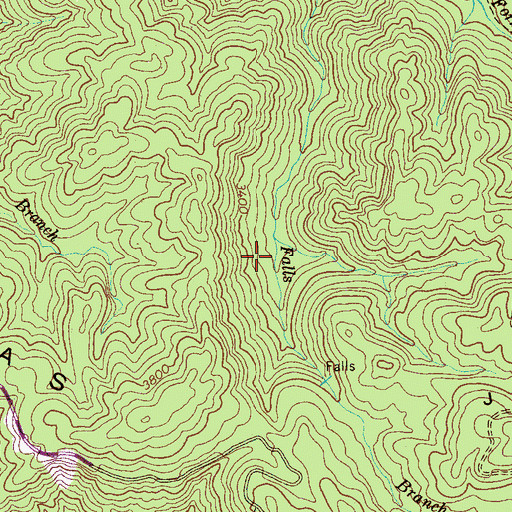 Topographic Map of Falls Branch Trail, TN