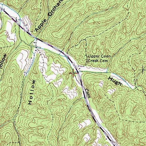 Topographic Map of Hugh Hollow Branch, TN
