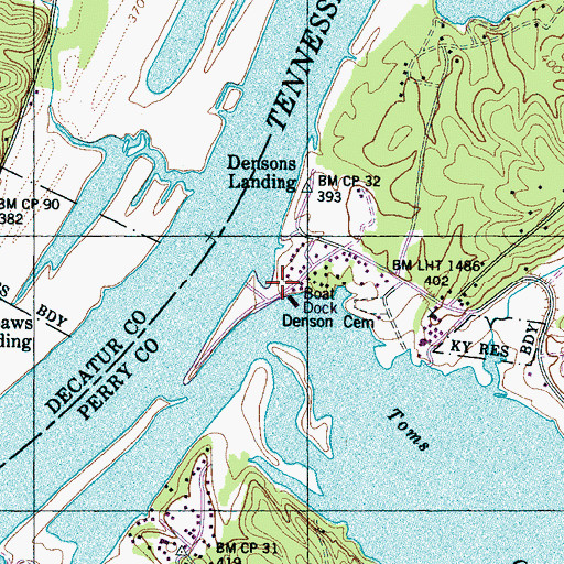 Topographic Map of Toms Creek Dock, TN