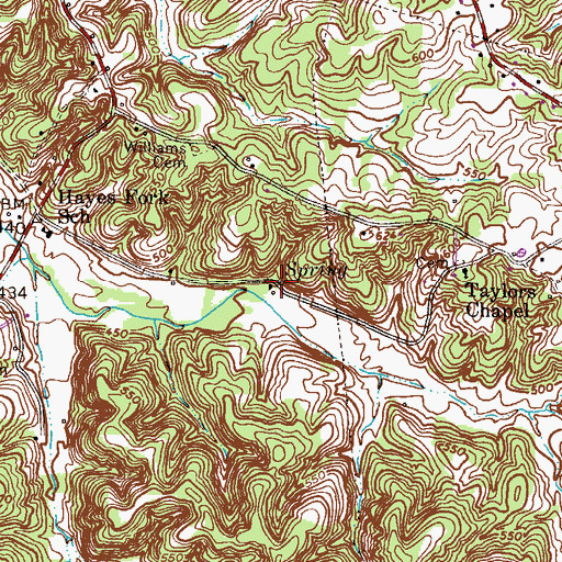 Topographic Map of Melton Spring, TN