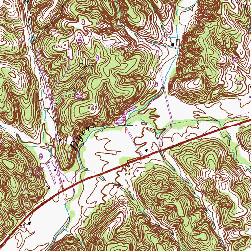 Topographic Map of Morris Creek, TN