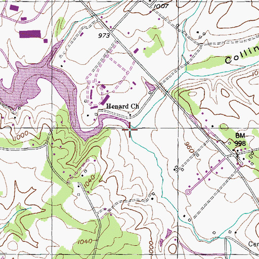 Topographic Map of Collins Branch, TN