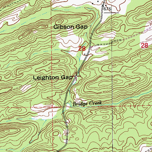 Topographic Map of Leighton Gap, AL