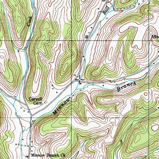 Topographic Map of Ball Hollow, TN