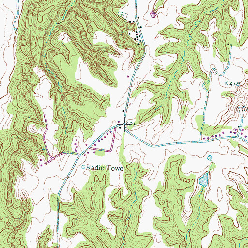 Topographic Map of Towering Heights, TN