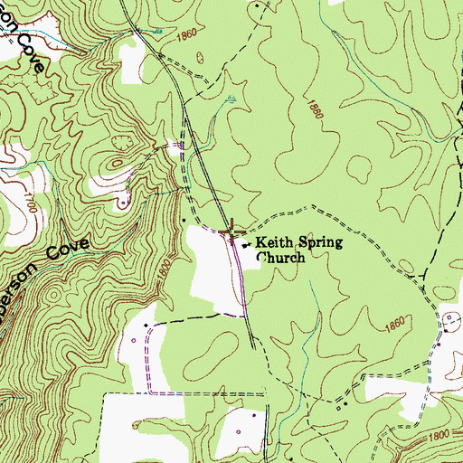 Topographic Map of Keith Springs, TN