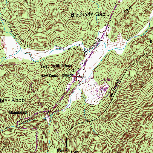 Topographic Map of Terry Creek, TN