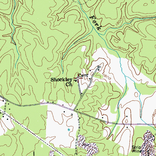 Topographic Map of Shockley Cemetery, TN