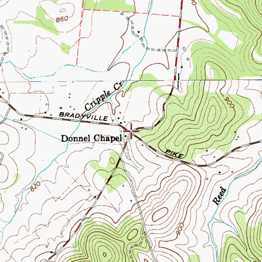 Topographic Map of Donnell Chapel, TN
