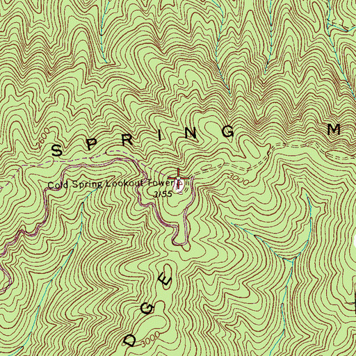 Topographic Map of Cold Spring Lookout Tower, TN