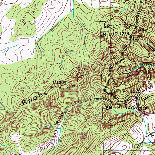Topographic Map of Madisonville Lookout Tower, TN