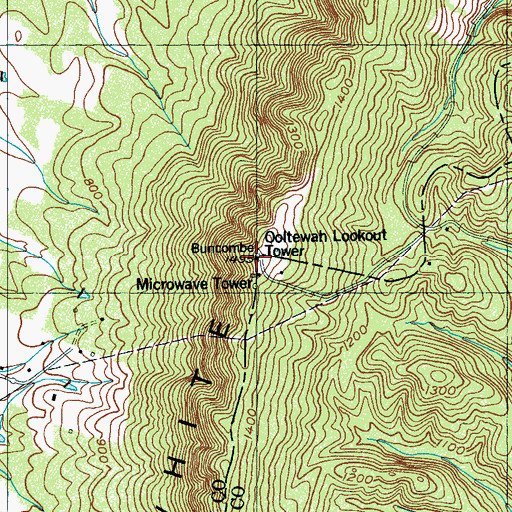 Topographic Map of Ooltewah Lookout Tower, TN