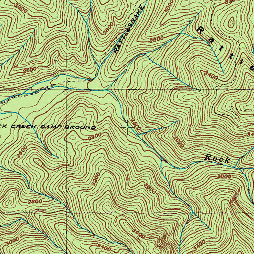 Topographic Map of Rock Creek Falls Trail, TN