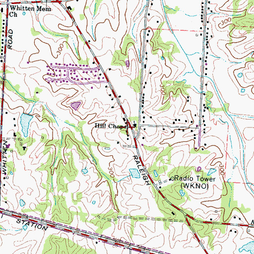 Topographic Map of Hill Chapel, TN