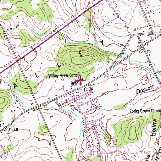 Topographic Map of Valley View Elementary School, TN