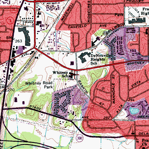 Topographic Map of Whitney Elementary School, TN