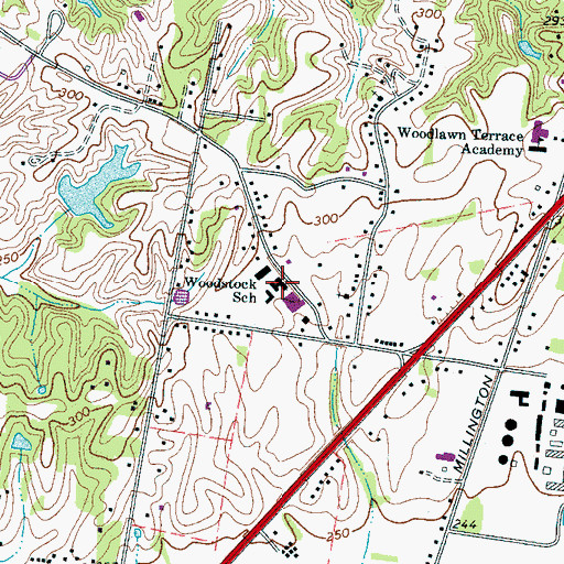 Topographic Map of Woodstock Elementary School, TN