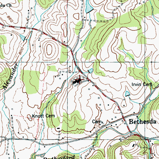 Topographic Map of Bethesda Elementary School, TN
