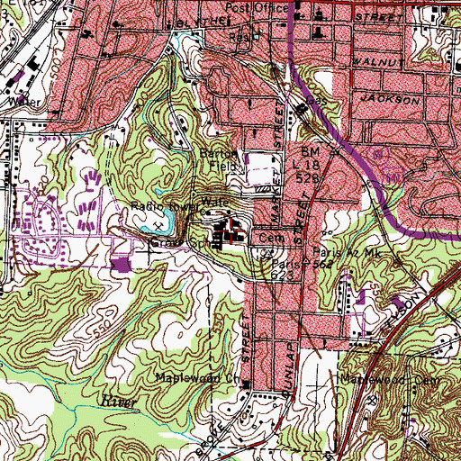 Topographic Map of Grove Junior High School, TN