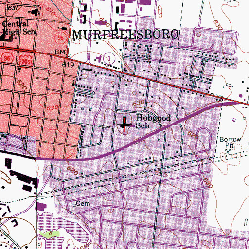 Topographic Map of Hobgood Elementary School, TN