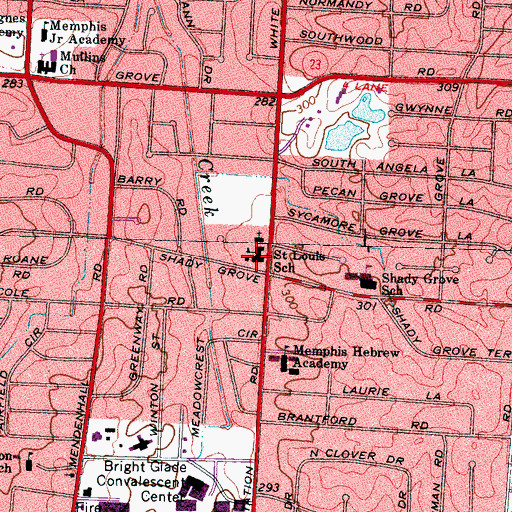 Topographic Map of Saint Louis Catholic Elementary School, TN