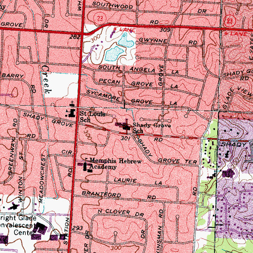 Topographic Map of Shady Grove Elementary School, TN