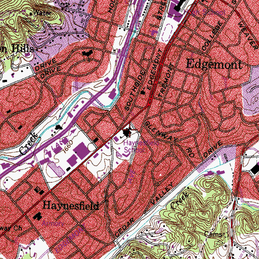 Topographic Map of Haynesfield Elementary School, TN