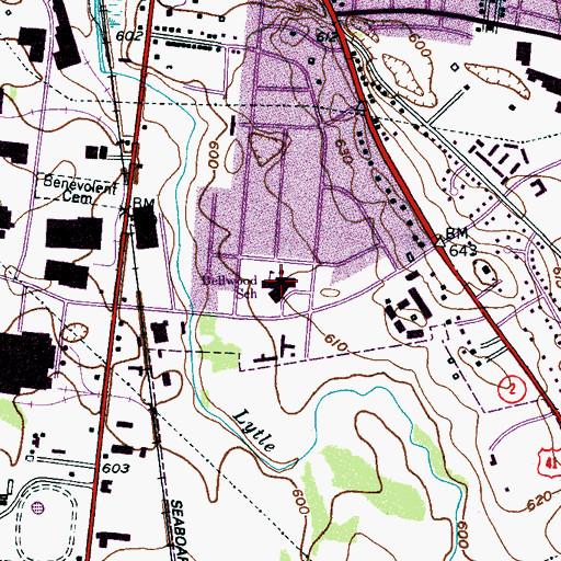 Topographic Map of Bellwood Elementary School, TN