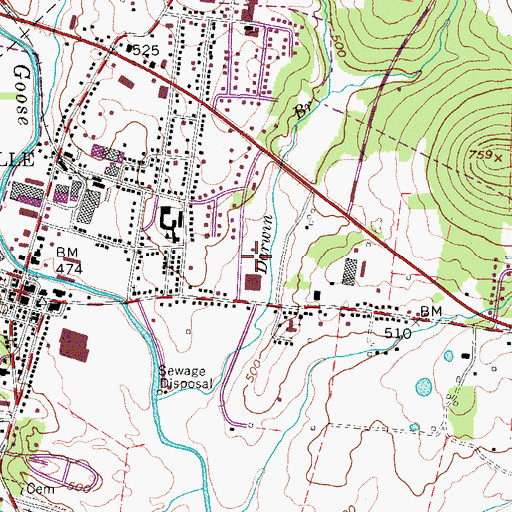 Topographic Map of Trousdale County, TN