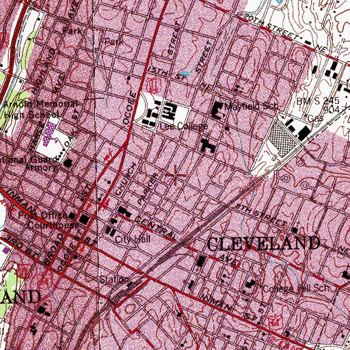 Topographic Map of Cleveland Division (historical), TN