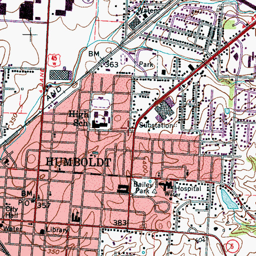 Topographic Map of Humboldt Division (historical), TN