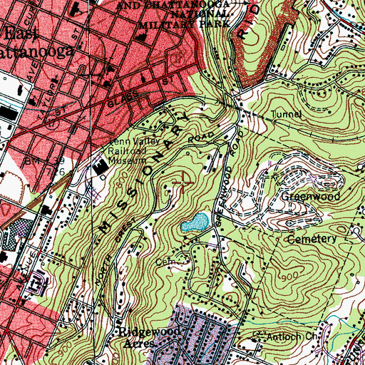 Topographic Map of Chattanooga Division (historical), TN