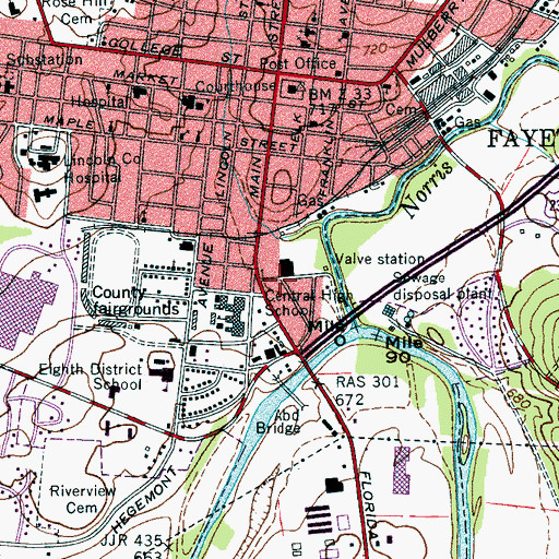 Topographic Map of Fayetteville Division (historical), TN