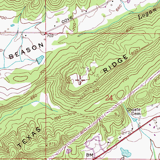 Topographic Map of Texas Ridge, AL