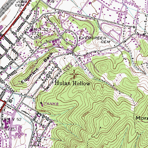 Topographic Map of Erwin Division (historical), TN