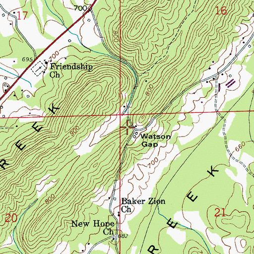Topographic Map of Watson Gap, AL