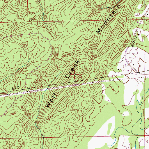Topographic Map of Wolf Creek Mountain, AL
