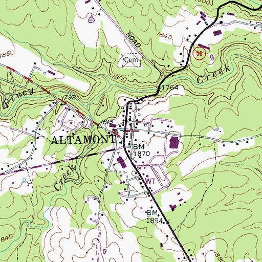 Topographic Map of Altamont Post Office, TN